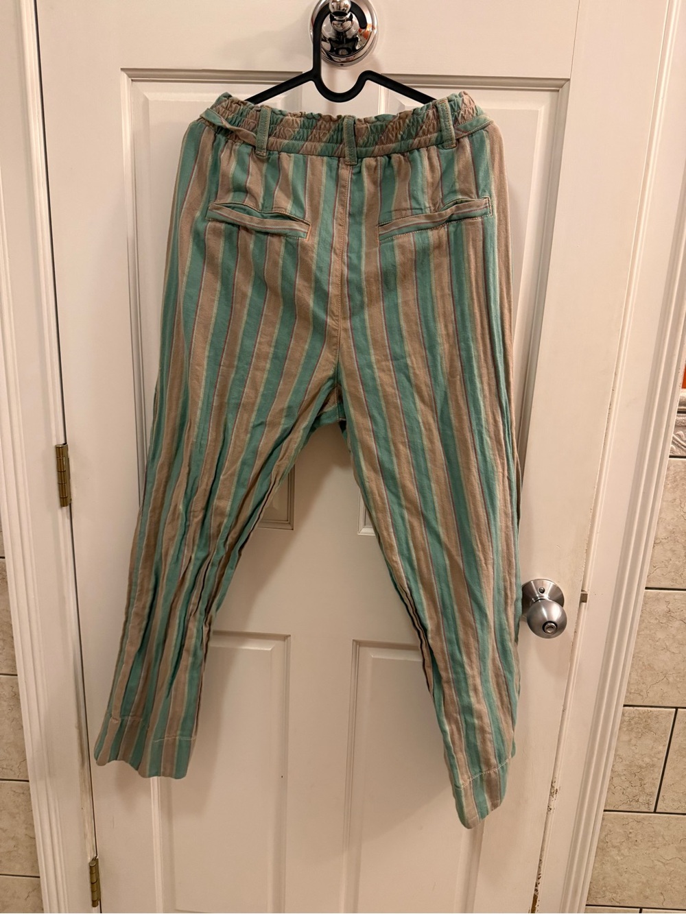 Free People Green and Beige Striped Drawstring Joggers - Picture 3 of 3